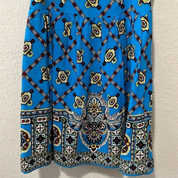 NANETTE LEPORE Border-Print Camisole Mini Dress, Blue Paisley, Size 4 - Picture 4 of 11